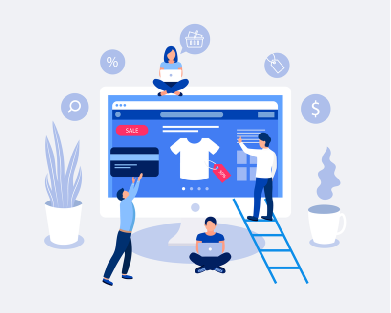 Online shopping eCommerce web design concept
