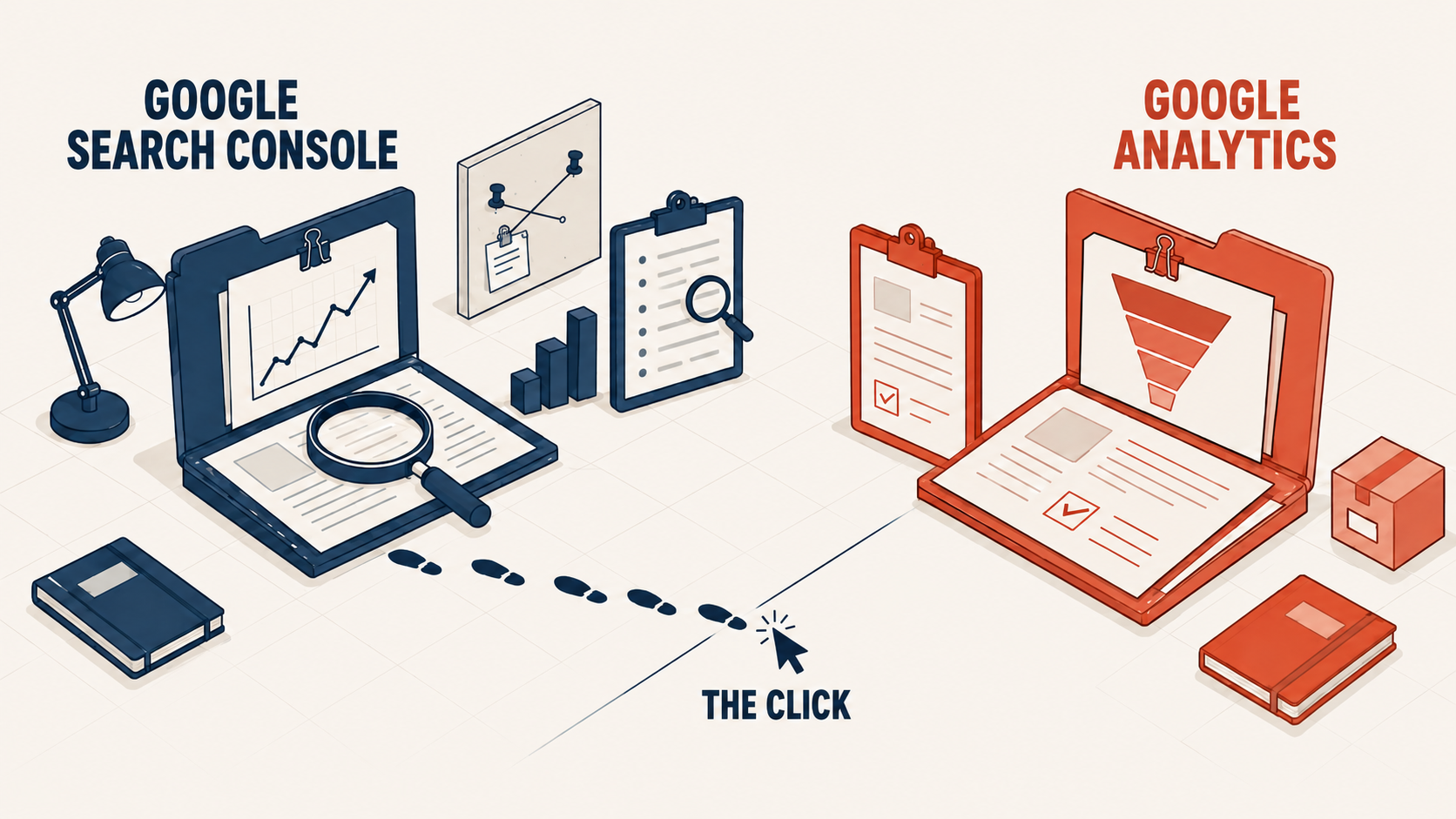 Google Search Console and Google Analytics investigating the same website from opposite sides of the click